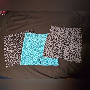 3 leapord print Shein workout shorts with scrunch butt size Medium